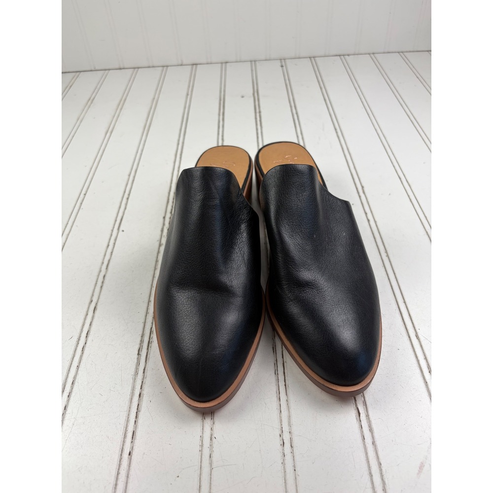 Crown Vintage Vintage Y2K Black Leather Slip On Mules Women's Size 7M - Picture 2 of 9